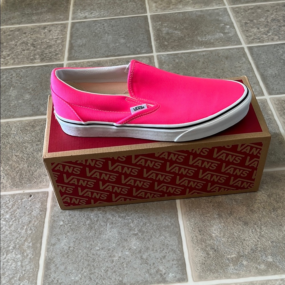 Vans Neon Pink Slip-On Sneakers